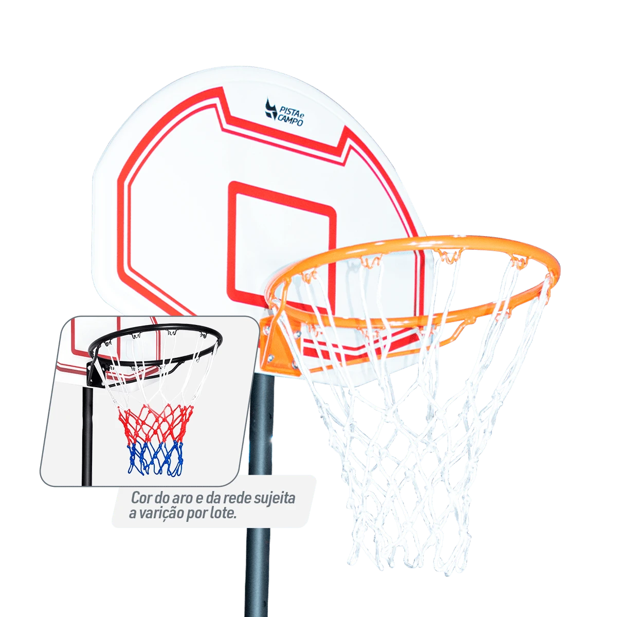 Tabela de basquete infantil juvenil móvel com poste, quadro de plástico e aro Velden