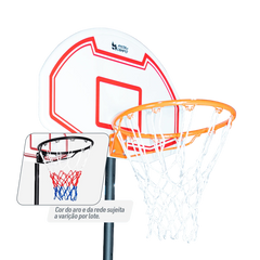 Tabela de basquete infantil juvenil móvel com poste, quadro de plástico e aro Velden