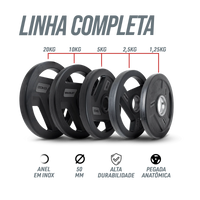 Kit 200kg Anilhas Olímpicas Profissionais Vulcanizadas Envolst