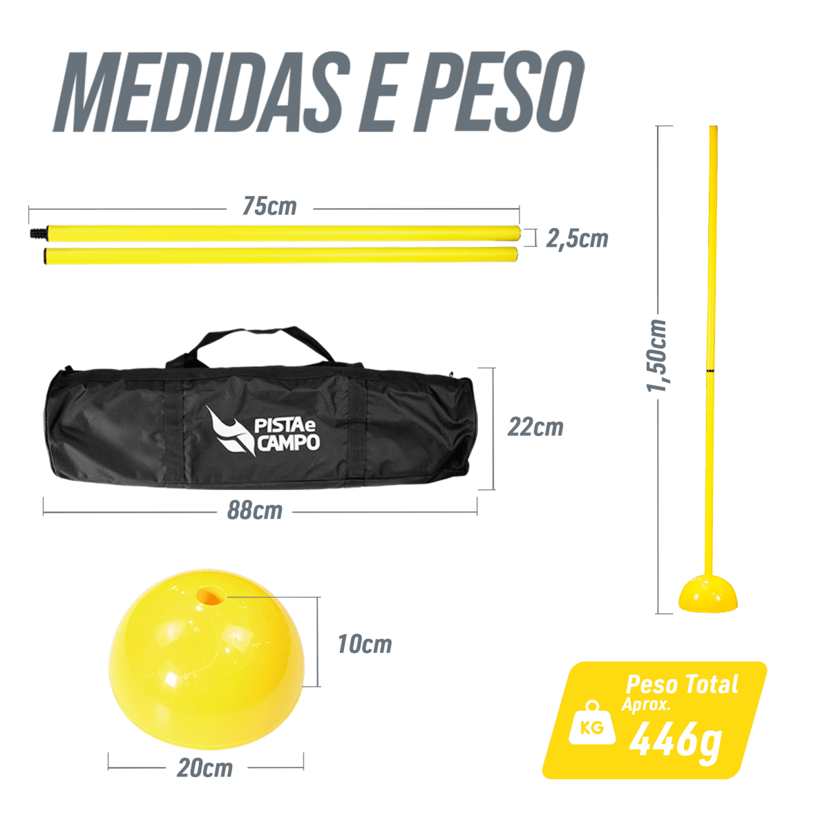 Baliza (slalom) com base de plástico Velden - cnj com 5 und - com bolsa - Amarelo