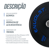 Anilha Olímpica Bumper para Crossfit e LPO 20Kg Envolst