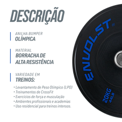 Anilha Olímpica Bumper para Crossfit e LPO 20Kg Envolst