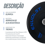 Anilha Olímpica Bumper para Crossfit e LPO 20Kg Envolst