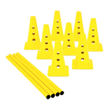 Kit de Agilidade c/ 8 Cones Furados 23cm e 4 Haste de 1,00m - Cone BRANCO