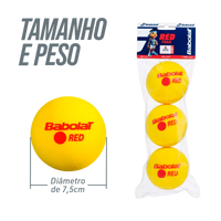 Bolinha bola de tênis de campo de espuma iniciantes Babolat Red Foam - pacote com 3 und
