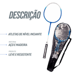 Kit de badminton com 02 raquetes de aço e 03 volantes Loire