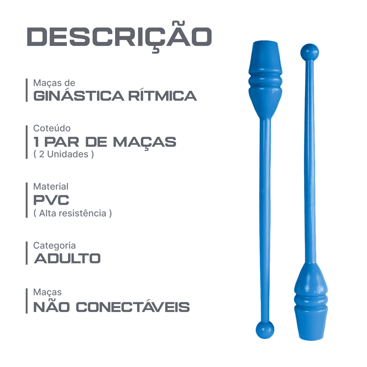 Maças de ginástica rítmica adulto 45cm Gracios - Branco