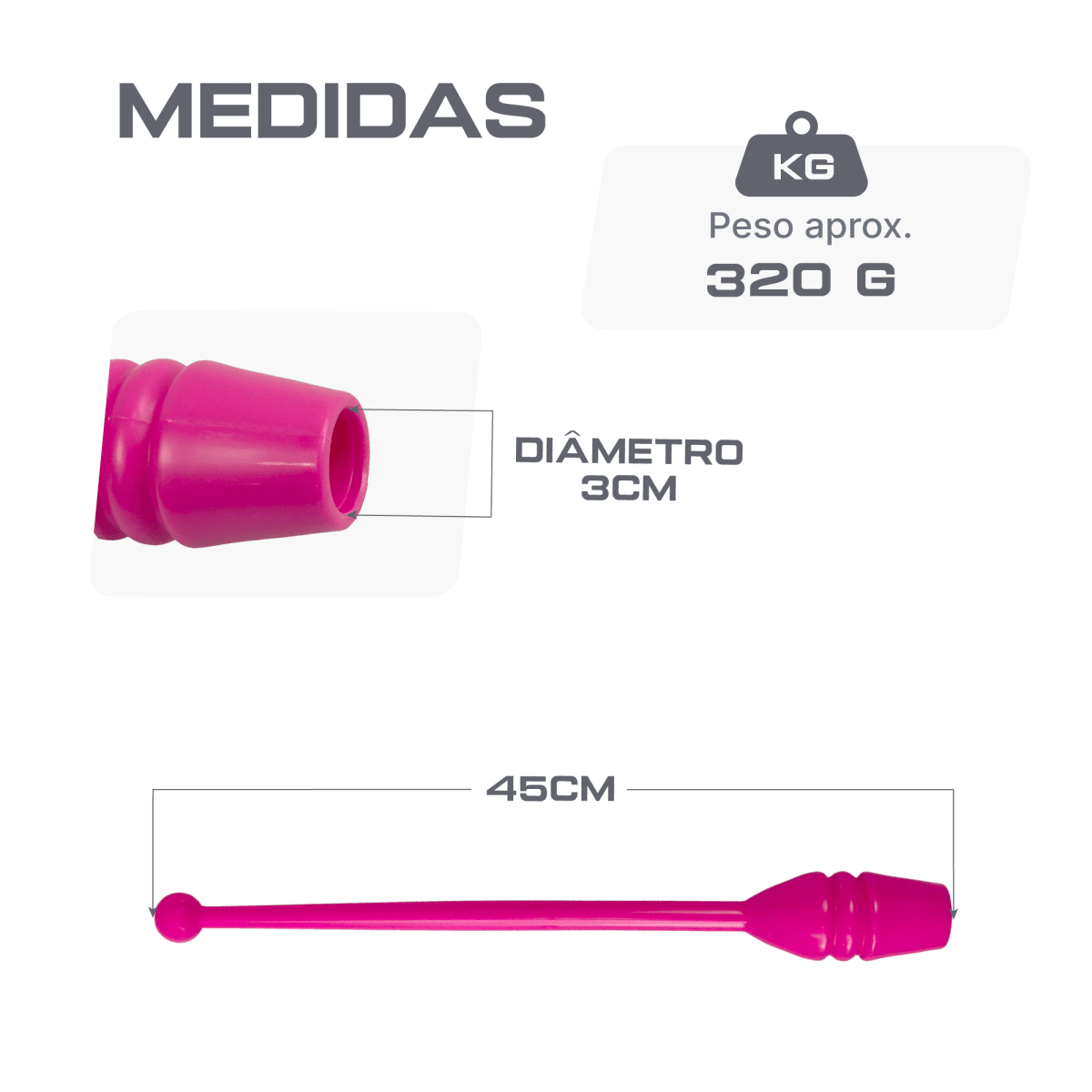 Maças de ginástica rítmica adulto 45cm Gracios - Branco