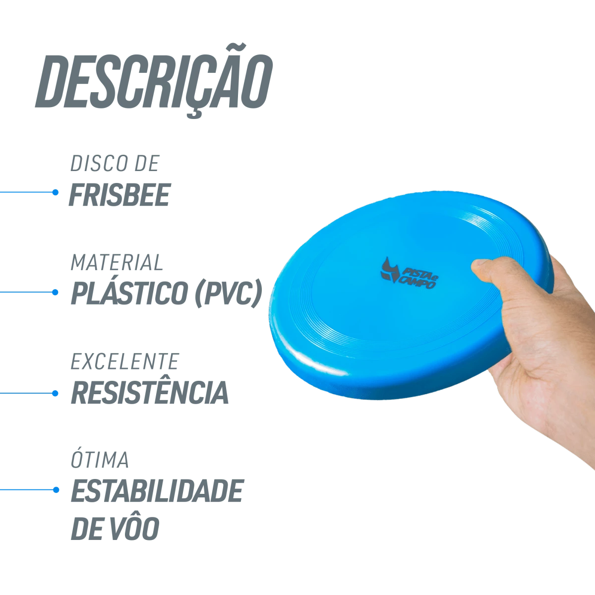 Frisbee de plástico para recreação 22cm econômico Pista e Campo Cor Azul