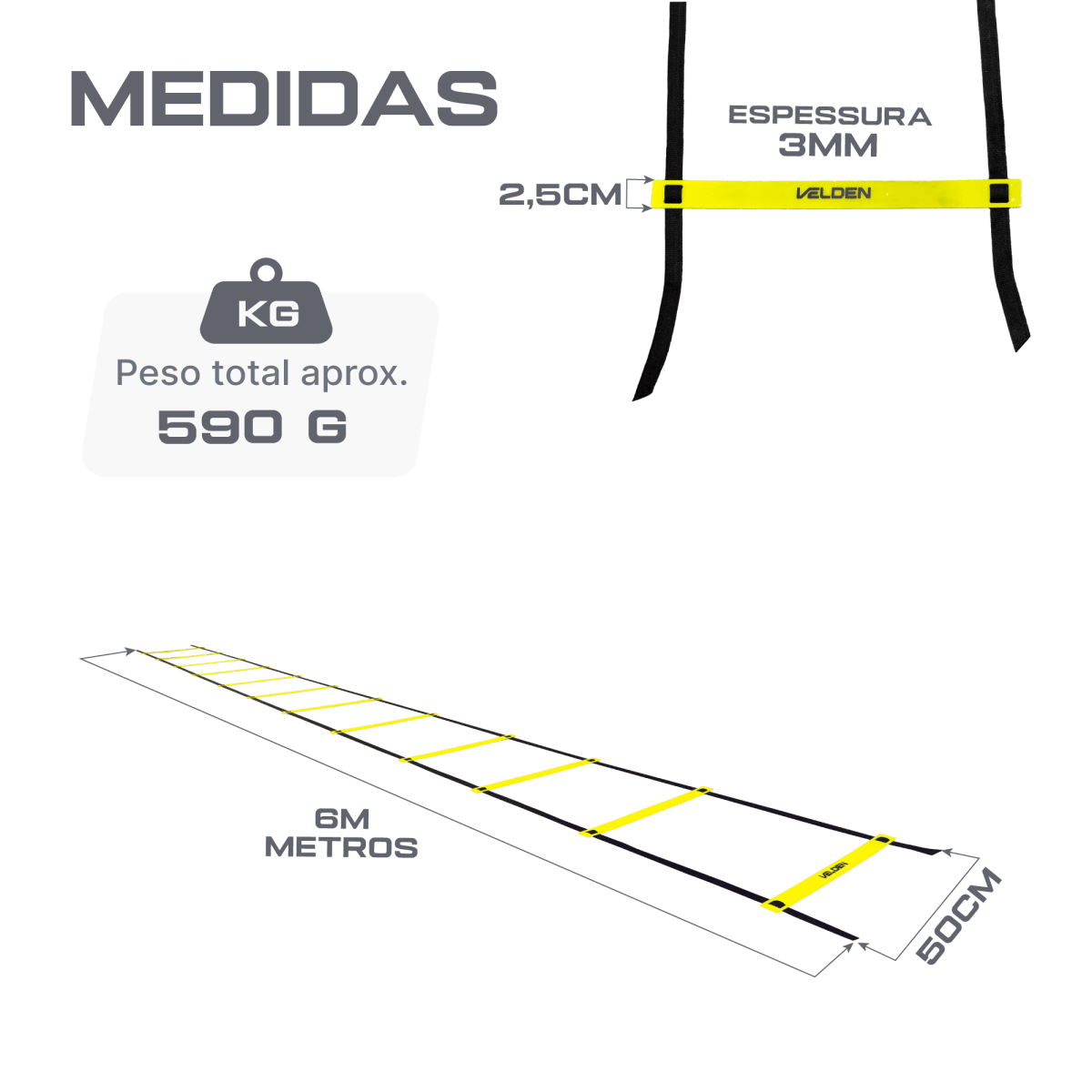 Escada de agilidade com degraus ajustáveis de plástico 6m de comprimento Velden