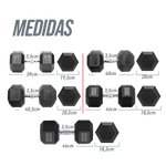 Kit Halteres Sextavados Emborrachados Pegada Cromada Envolst - Pares 10 a 40Kg