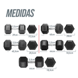 Kit Halteres Sextavados Emborrachados Pegada Cromada Envolst - Pares 10 a 40Kg