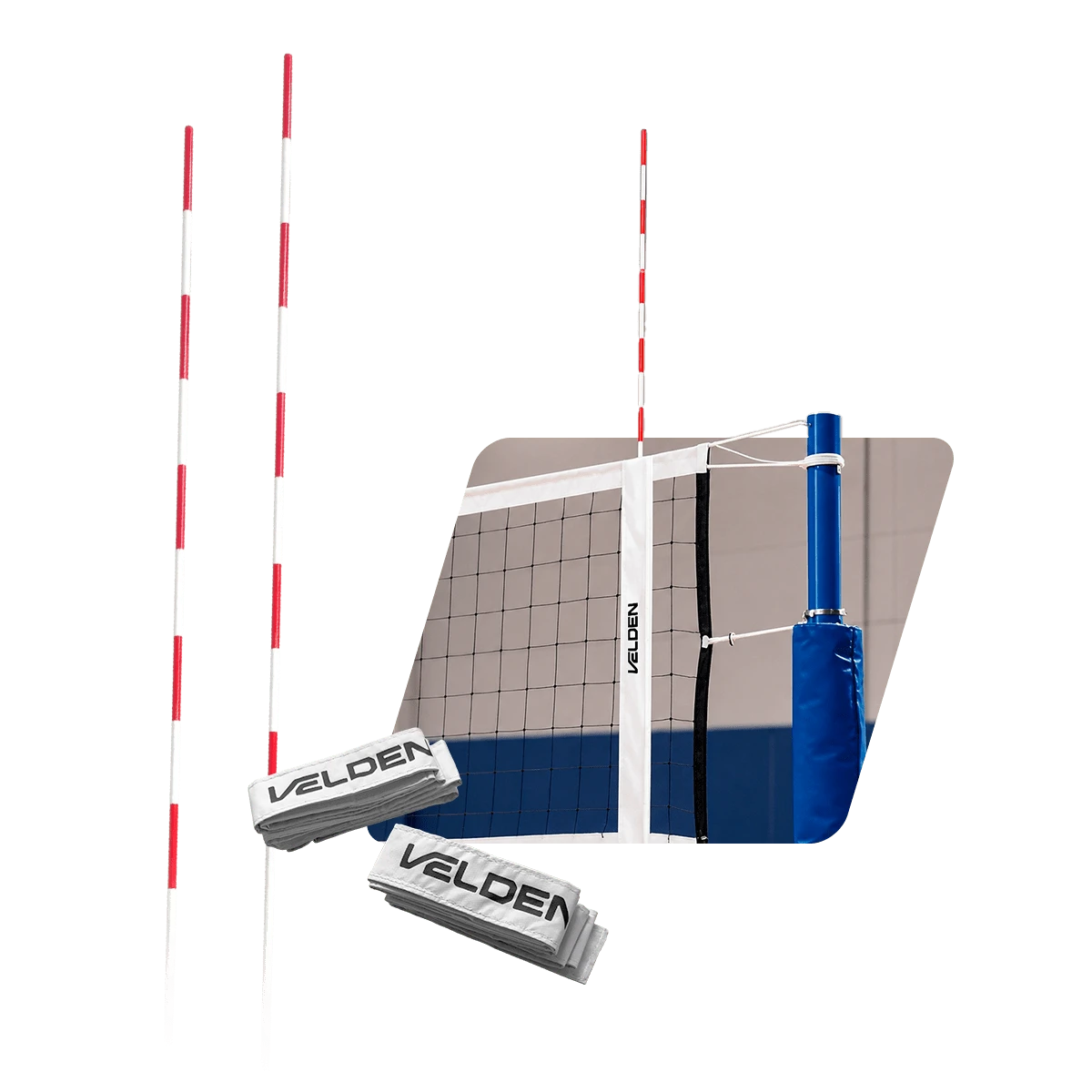 Antenas (par) de voleibol de fibra de vidro com faixas laterais  + Bolsa/ Capa Velden