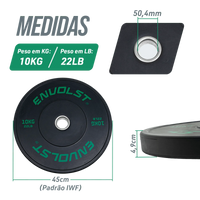Kit 100kg Anilhas Olímpicas Bumpers Padrão IWF Envolst