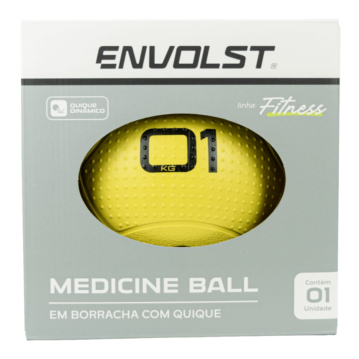 Medicine Ball 1kg Envolst com Quique em Borracha Antiderrapante