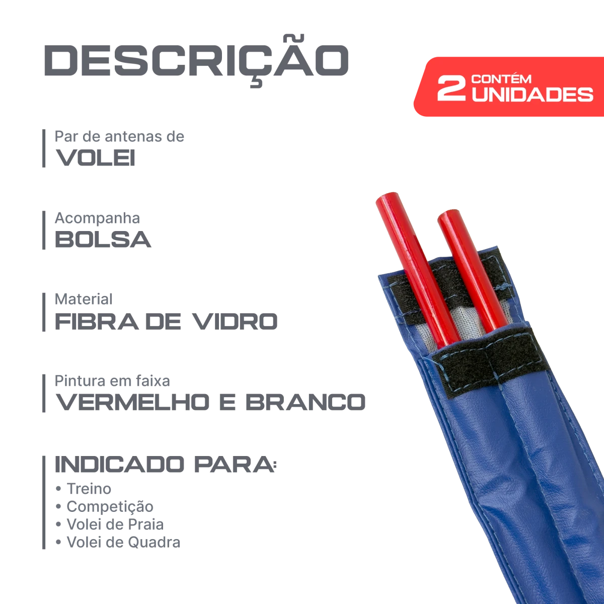 Antenas (par) de voleibol de fibra de vidro Velden