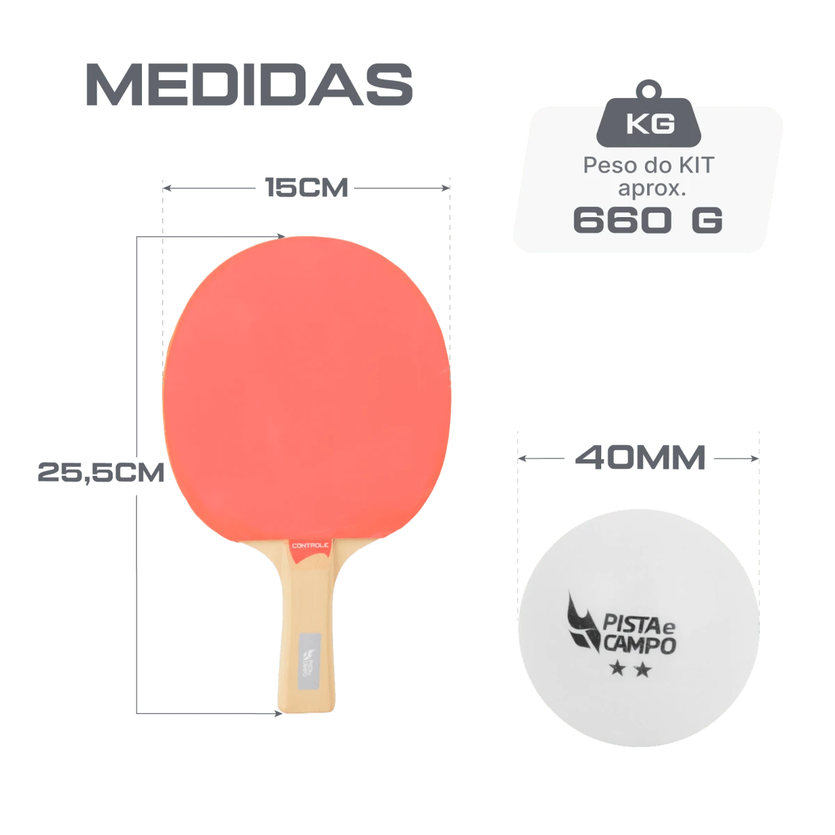 Kit ping pong tênis de mesa com raquetes, bolinha, bolsa e rede retrátil Pista e Campo