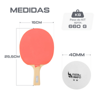 Kit ping pong tênis de mesa com raquetes, bolinha, bolsa e rede retrátil Pista e Campo