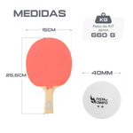 Kit ping pong tênis de mesa com raquetes, bolinha, bolsa e rede retrátil Pista e Campo