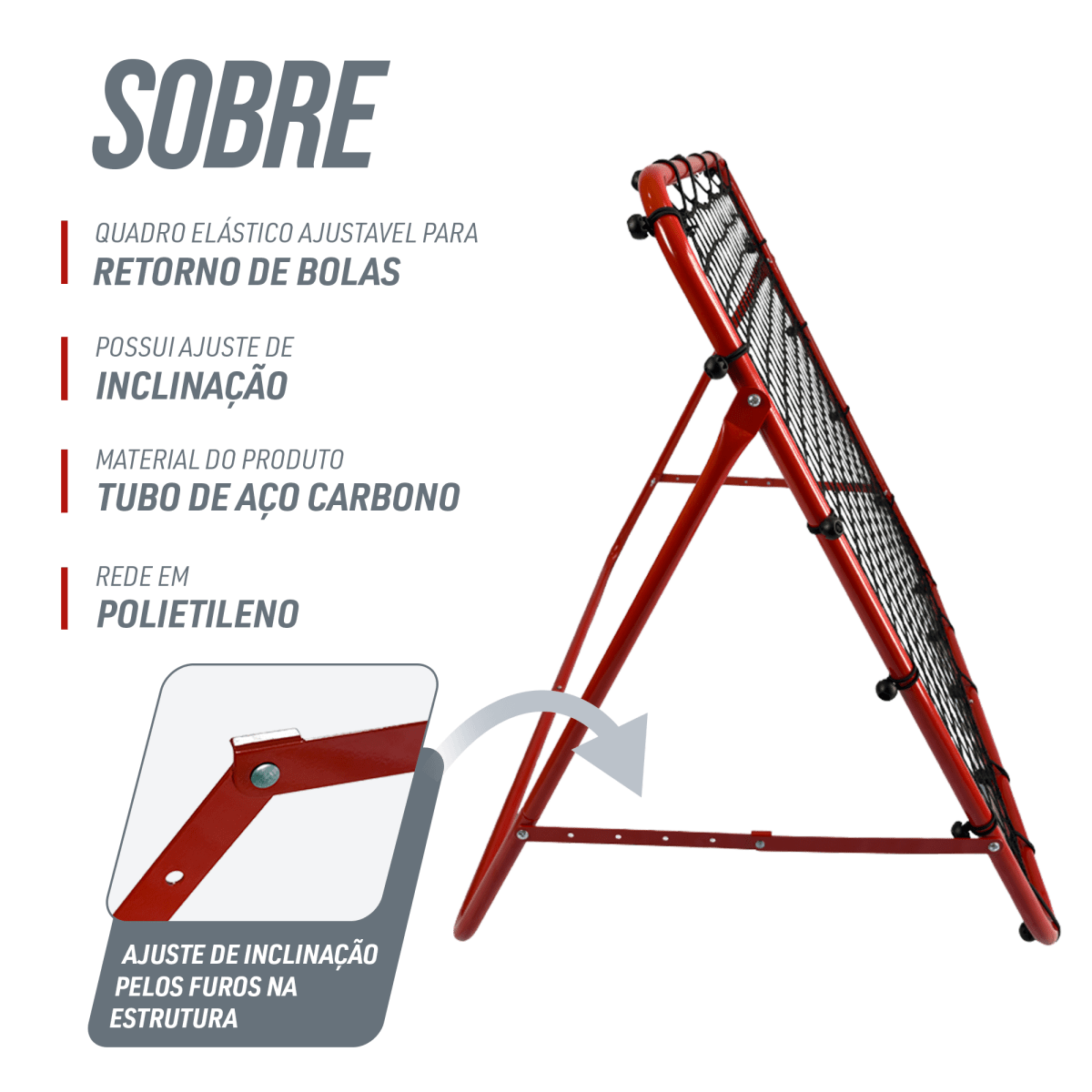 Quadro elástico de aço para retorno de bolas 1x1m Velden