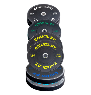 Kit 100kg Anilhas Olímpicas Bumper Padrão IWF Envolst - Peças de 5 a 20kg