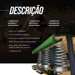 Equipamento para ginástica (trampolim) tipo reuther com 6 molas Gracios