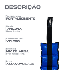 Tornozeleira caneleira em vinilona azul profissional 7kg Envolst - par