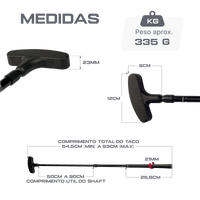 Taco de minigolfe retrátil 50 a 90cm em alumínio Neofun - Preto