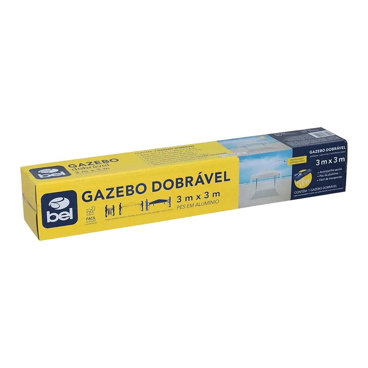 Tenda gazebo dobrável sanfonada de alumínio 3m x 3m Bel Bege