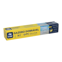Tenda gazebo dobrável sanfonada de alumínio 3m x 3m Bel Bege