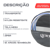Bolsa para transporte de até 12 arcos bambolês de até 60cm Gracios