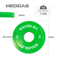 KIT Anilhas Olímpicas Fracionadas em Borracha Competição Envolst - 15Kg