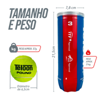 Bola de Tênis ITF Competição All Court Pound Teloon (Tubo com 3 und) Aprovada ITF				