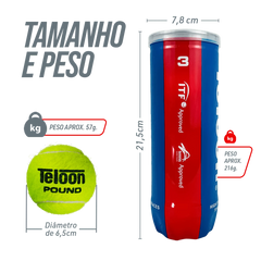 Bola de Tênis ITF Competição All Court Pound Teloon (Tubo com 3 und) Aprovada ITF				
