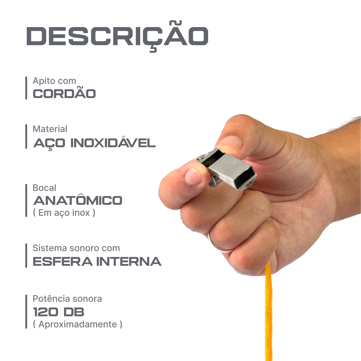 Apito de inox com cordão Velden