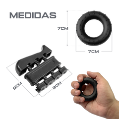 Kit para exercícios de fortalecimento de dedos, mãos e punho Envolst - Cor: Preto