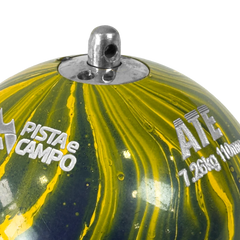 Martelo de atletismo de aço 7,26Kg 110mm ATE Pintura Especial Brasil WA-IAAF - com cabo e empunhadura