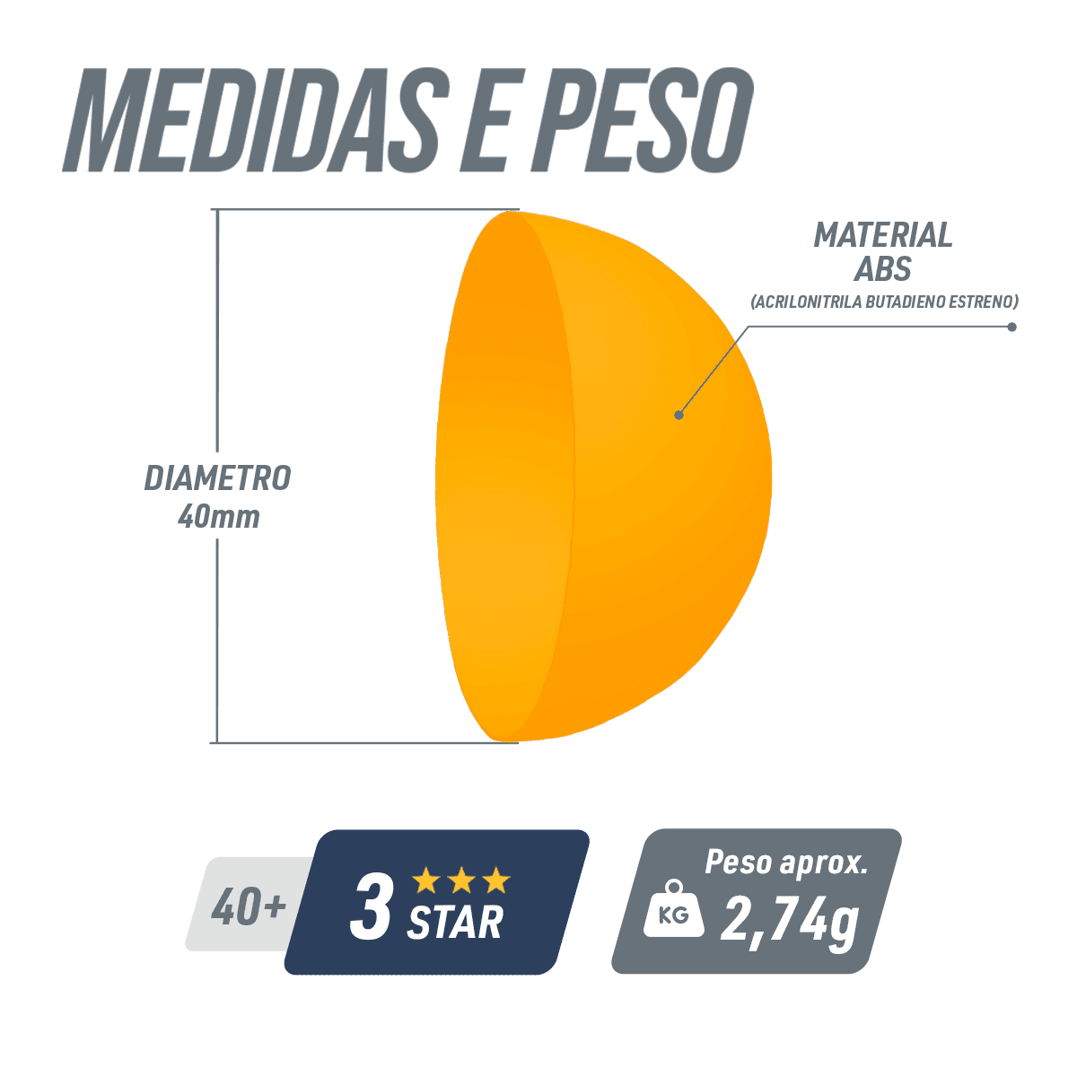 Bolinha de tênis de mesa 3 estrelas Premium Jintai - cnj com 6 und - BRANCA
