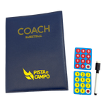 Prancheta tática magnética com caneta para treinamento de basquete Pista e Campo - Modelo pasta azul