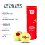 Bolinha/bola de tênis de campo estágio 3 (vermelha 75%) iniciantes Wilson US Open - tubo com 3 und