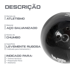 Martelo de atletismo de aço 2,00kg iniciante Pista e Campo - Powered by CBAt - com cabo e empunhadura