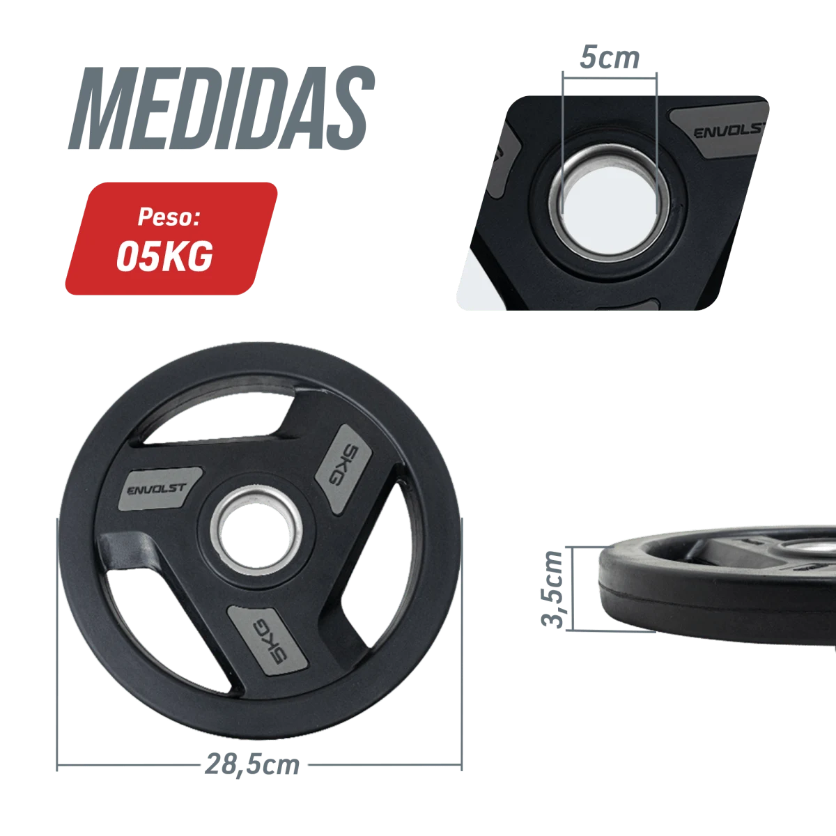 Kit 50kg Anilhas Olímpicas Profissionais Vulcanizadas Envolst