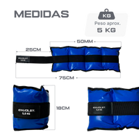 Tornozeleira caneleira em vinilona azul profissional 5kg Envolst - par