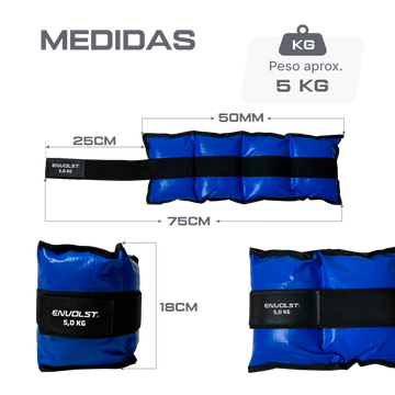 Caneleira Tornozeleira de Peso 5 kg Envolst – Par
