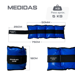 Tornozeleira caneleira em vinilona azul profissional 5kg Envolst - par