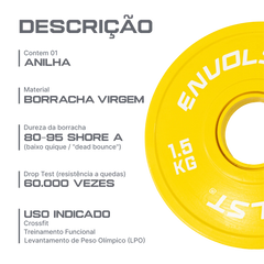 Anilha Olímpica Fracionada Emborrachada 1,5Kg Envolst