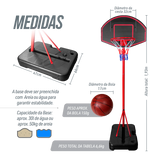 Tabela de basquete infantil móvel com poste, quadro plástico e aro Pista e Campo