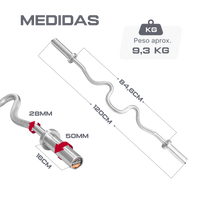 Barra W Super Curl Olímpica 1,20 m Hard Chrome Envolst