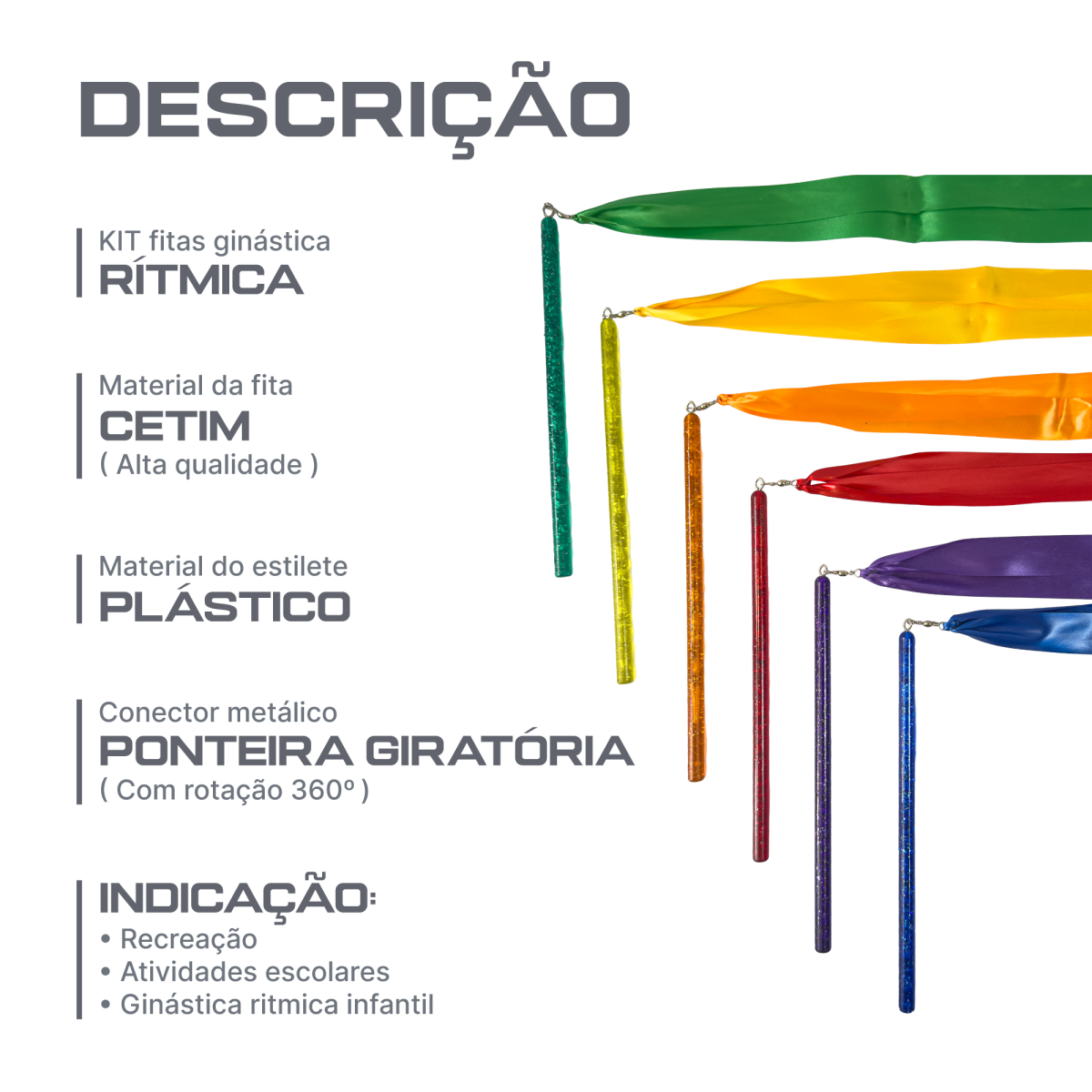 Estilete com fita de ginástica rítmica Gracios - cnj com 6 und