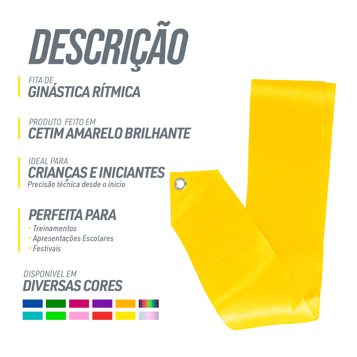 Fita Ginástica Rítmica Cetim 4m Gracios - Azul Claro
